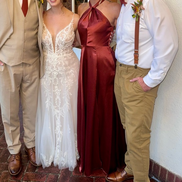 Cinnamon David’s Bridal Luxe Charmeuse Halter Dress - Picture 4 of 4